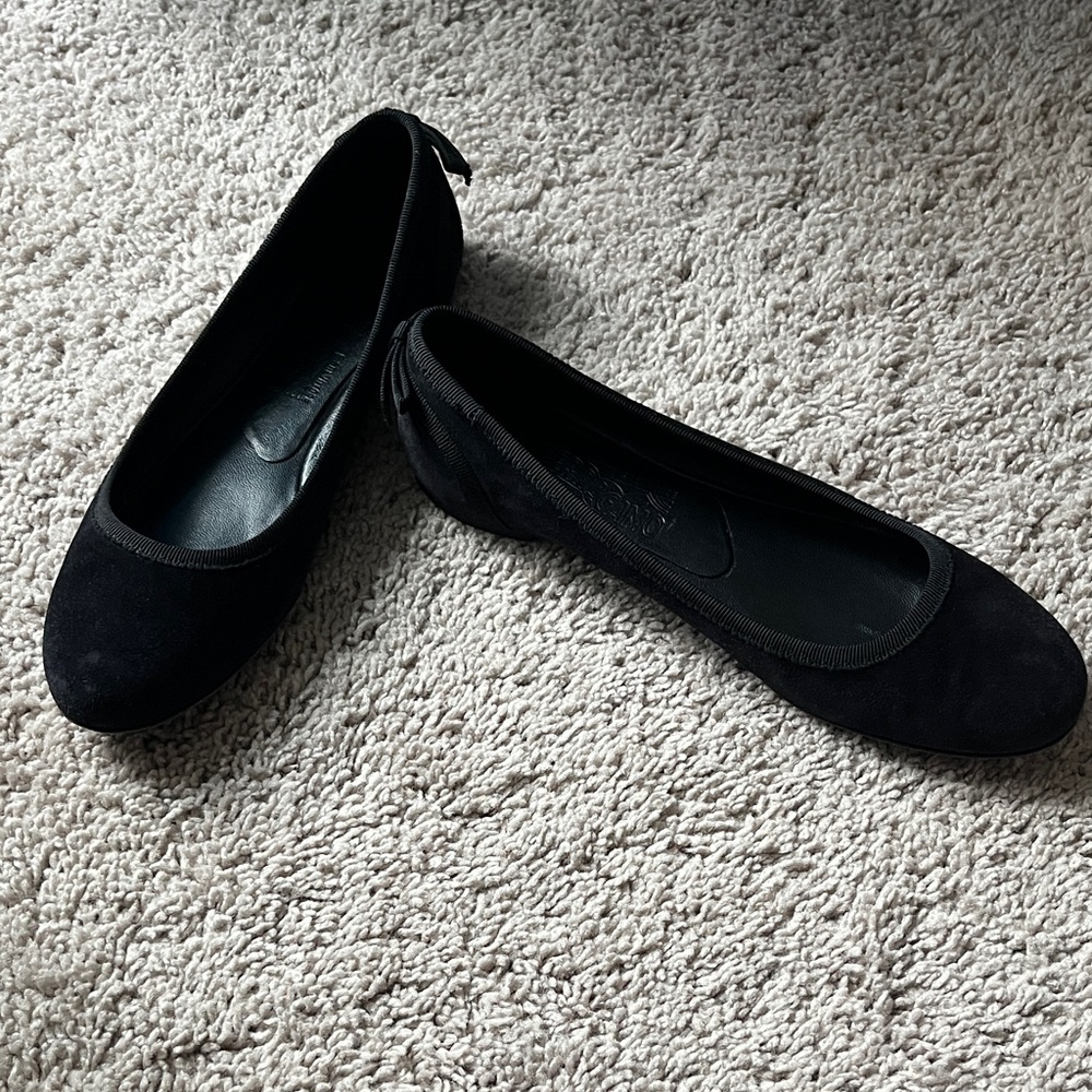 Salvatore Ferragamo Black Suede Women's Flats